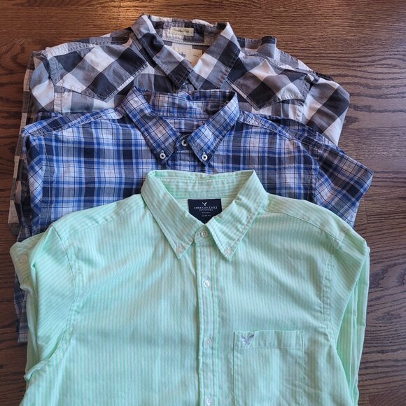 Lot of 3 American Eagle Button Down Shirts Size Large AE L - Picture 6 of 14